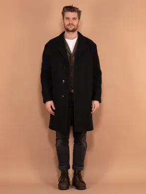 Vintage 60's Men Heavy Wool Coat in Black