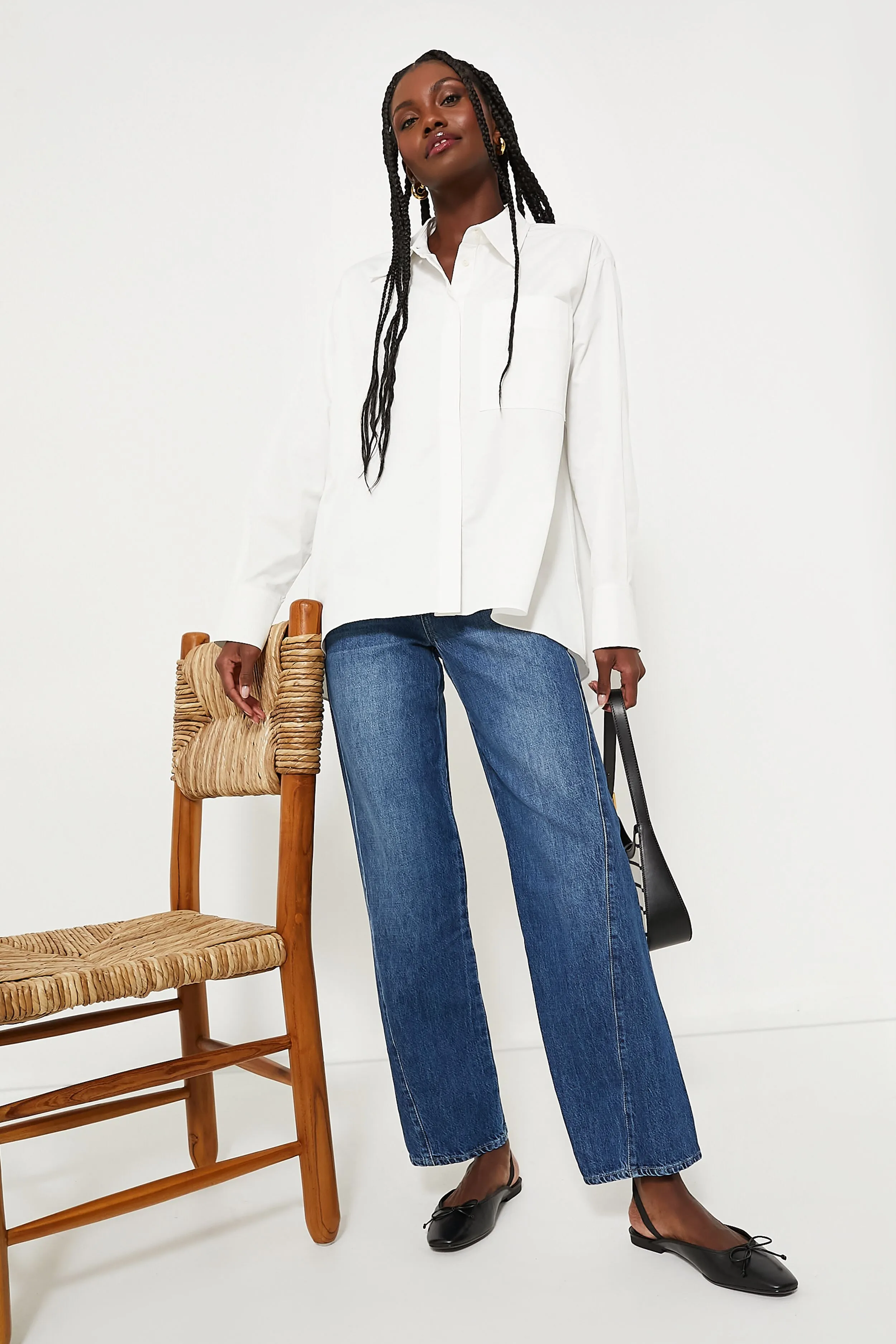 White Cotton Cape Button Down