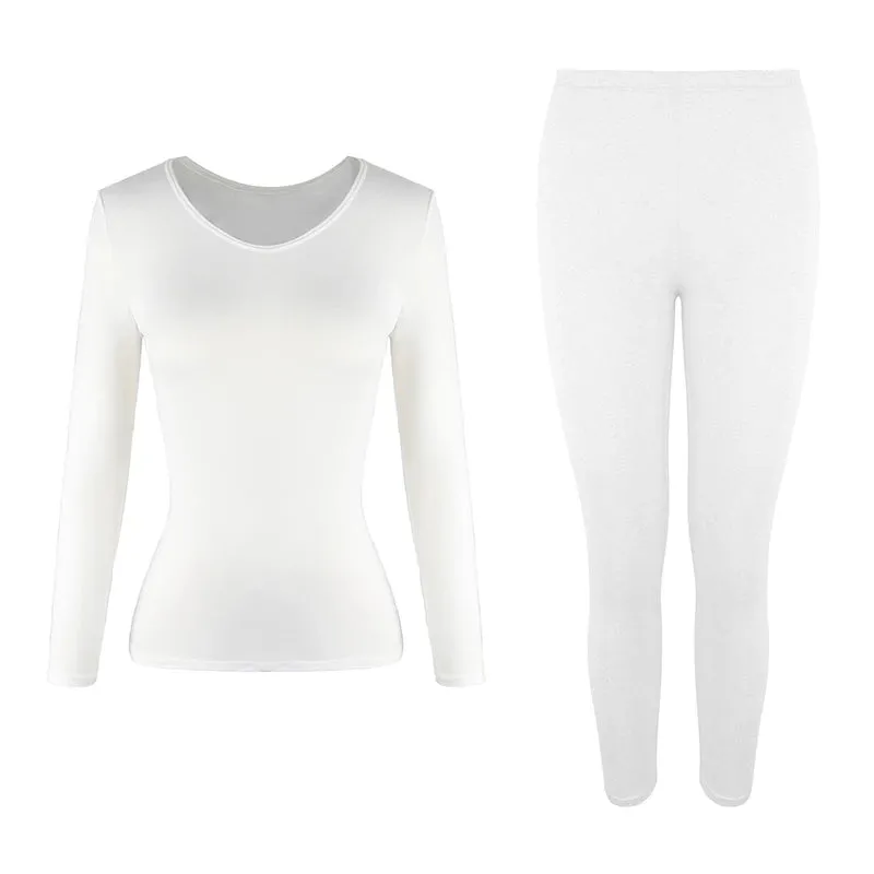 Women's Thermal Underwear Base Layer Fleece Lined Soft 2 Pieces Set